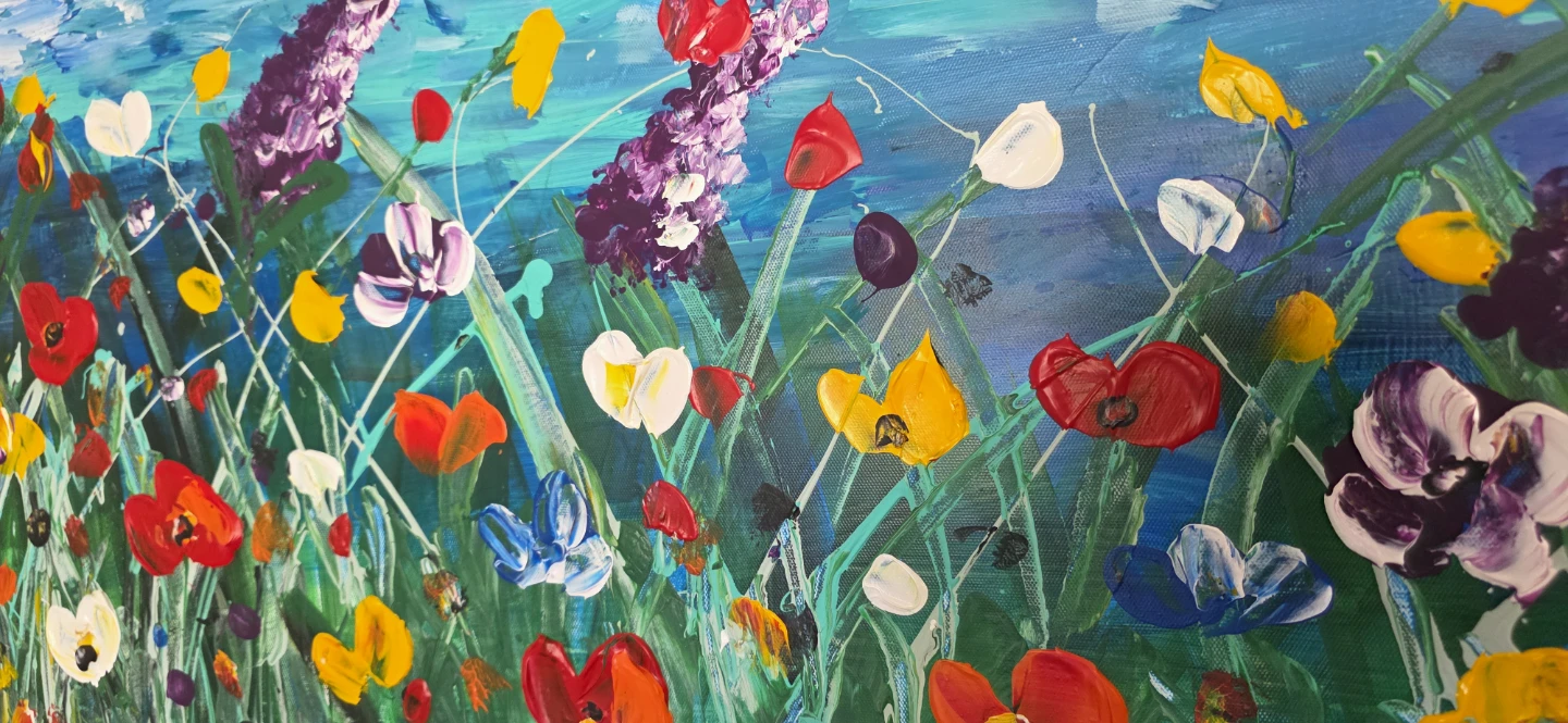 Huge original hand-painted painting by local artist Wild flowers - photo 4