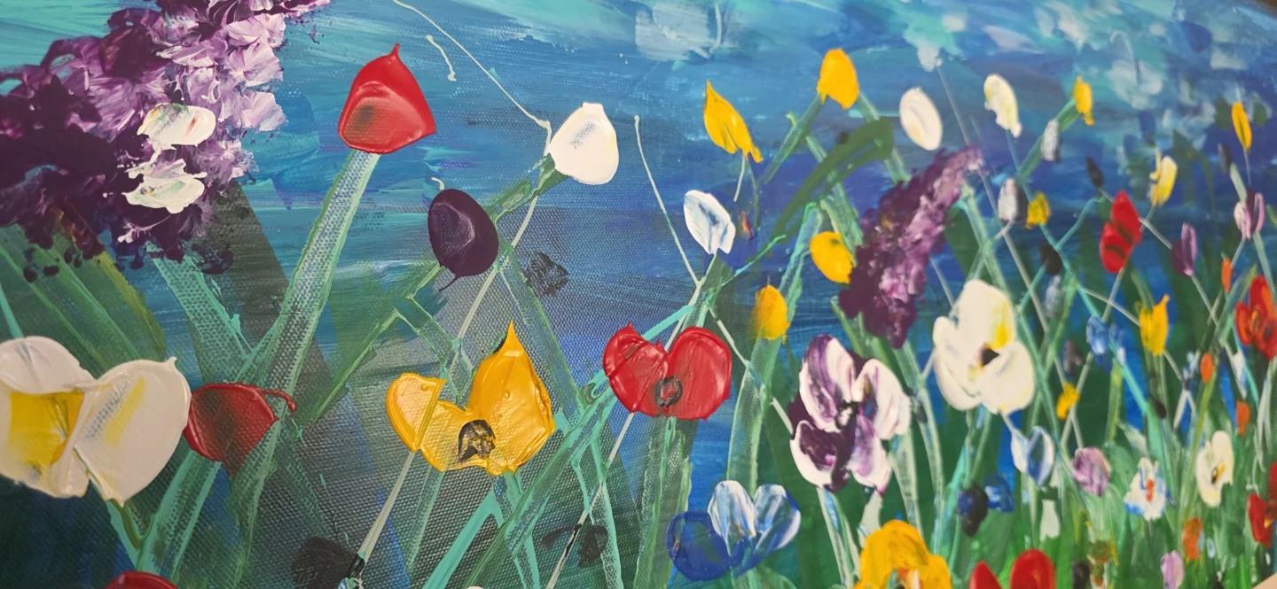 Huge original hand-painted painting by local artist Wild flowers - photo 5