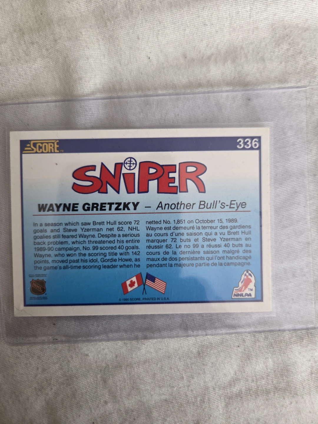 1989-90 Score Wayne Gretzky Sniper Hockey Card - photo 2