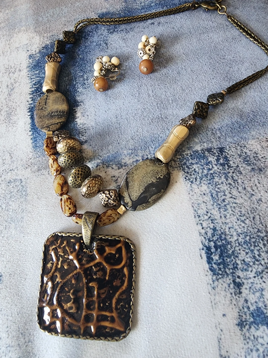 Chico's Beaded Necklace and Earring Set