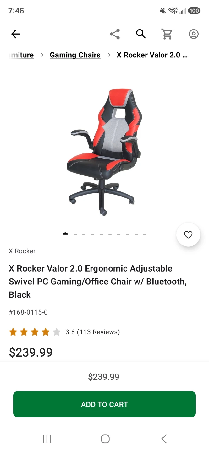 X Rocker Valor 2.0 Gaming Chair - Red/Black