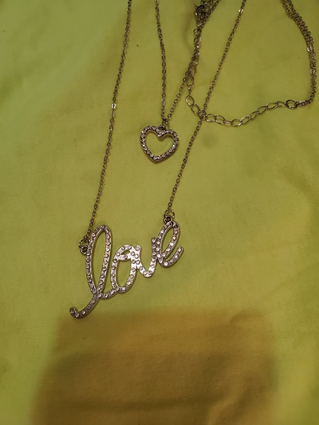 Two-Layered "Love" Script Necklace with Heart Charm - photo 3