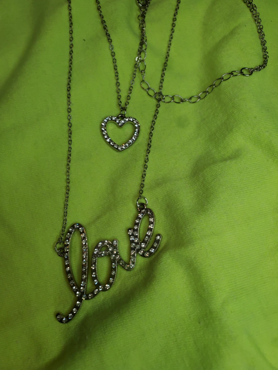 Two-Layered "Love" Script Necklace with Heart Charm - photo 5
