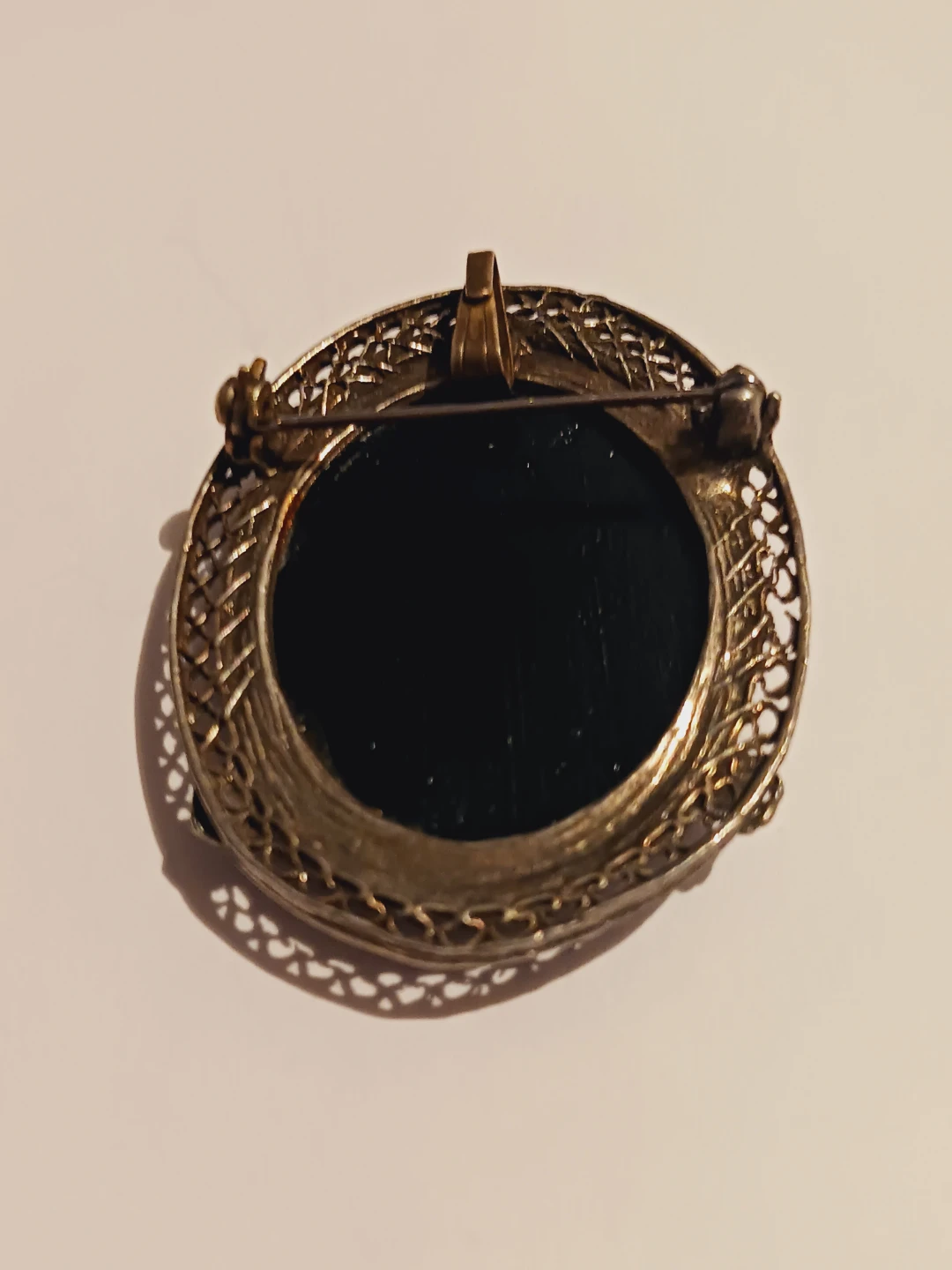 Antique 800 Silver Carved Cameo Brooch Pendant - photo 4