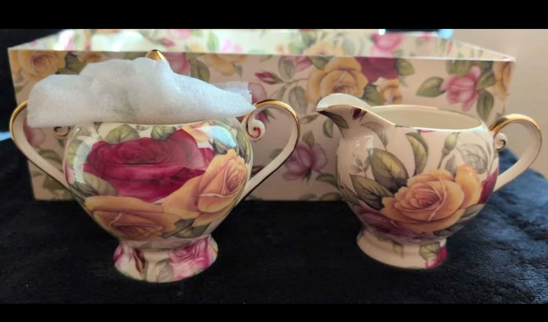 ACE Gift Collection Country Rose Sugar Bowl & Creamer Set - photo 4