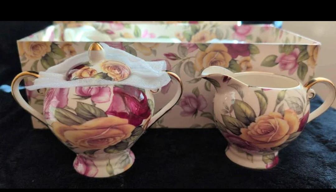 ACE Gift Collection Country Rose Sugar Bowl & Creamer Set - photo 5