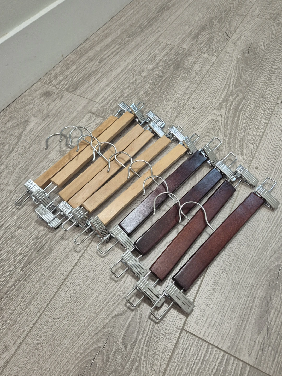 Wooden Hangers with Clips (10 pcs)