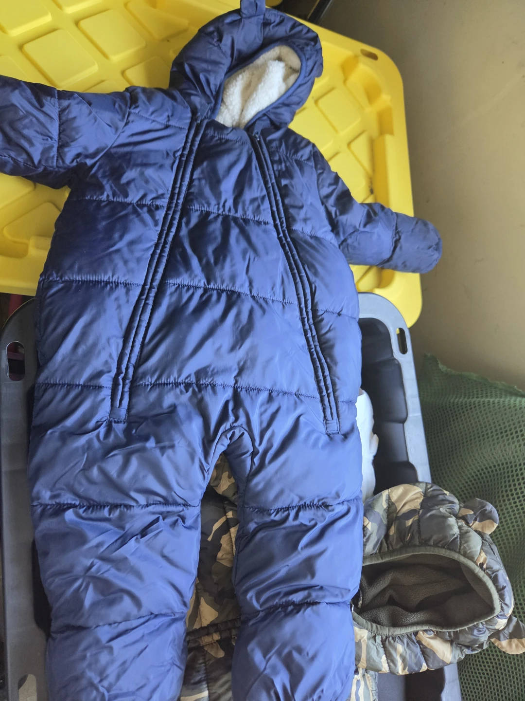 Navy Blue Puffer Snowsuit with Sherpa Lining