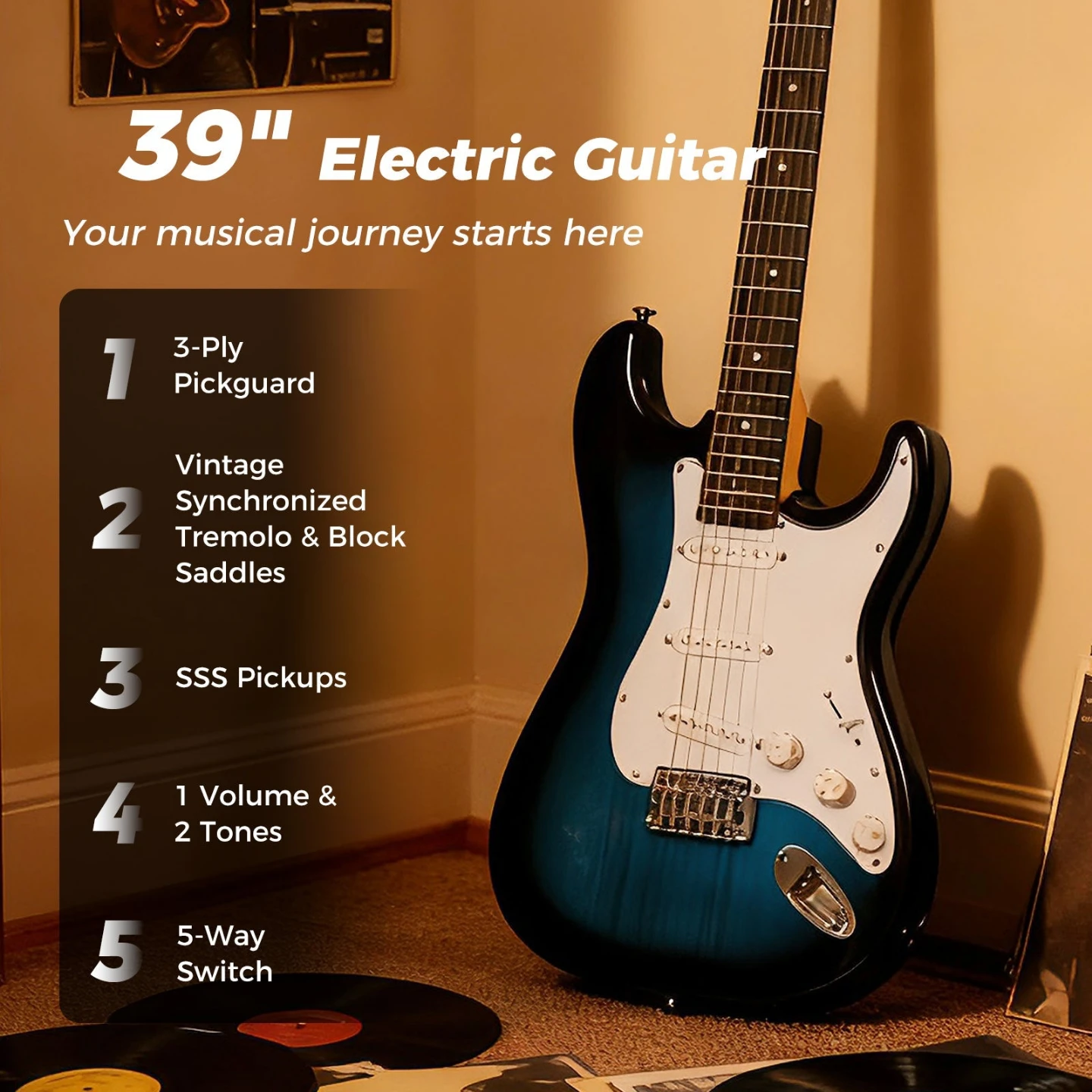 39 Inch Electric Guitar Beginner Kit with Amplifier - photo 3