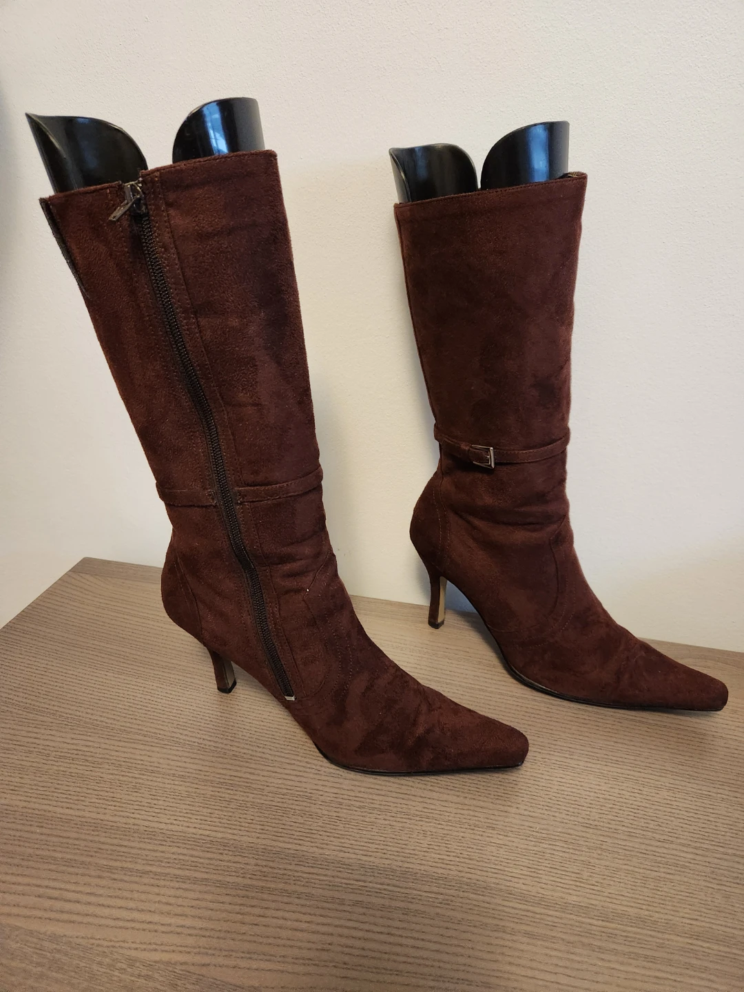 Brown Suede Knee-High Boots