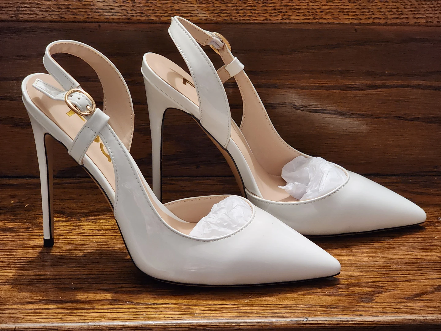 FSJ White Slingback Heels