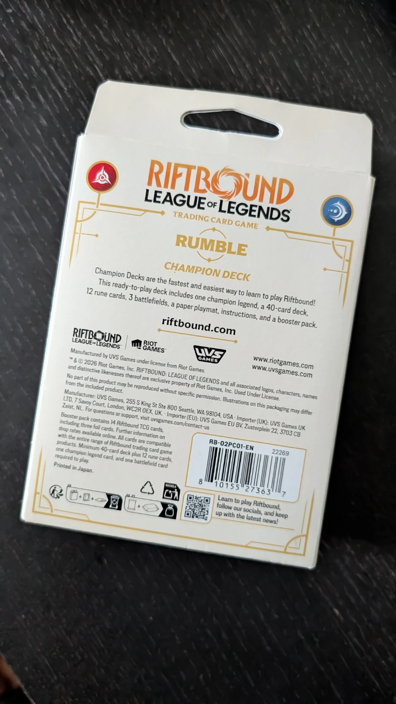 Riftbound League of Legends Rumble Champion Deck TCG SEALED - photo 2