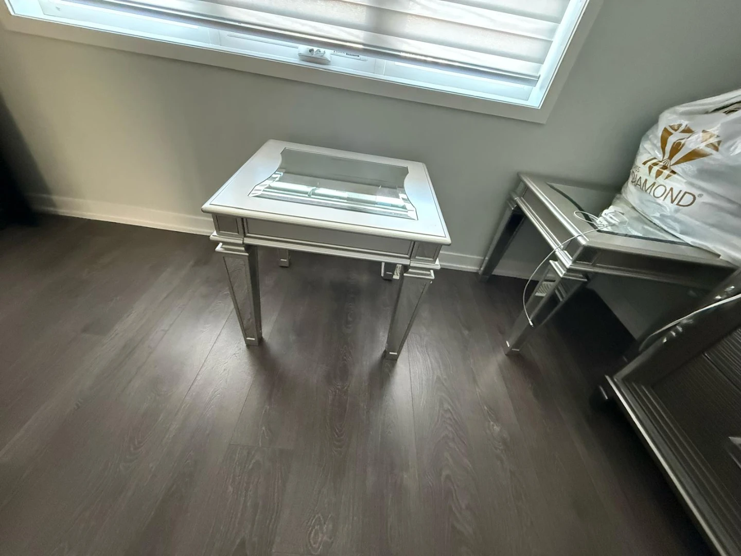 Mirrored Coffee Table with Silver Frame