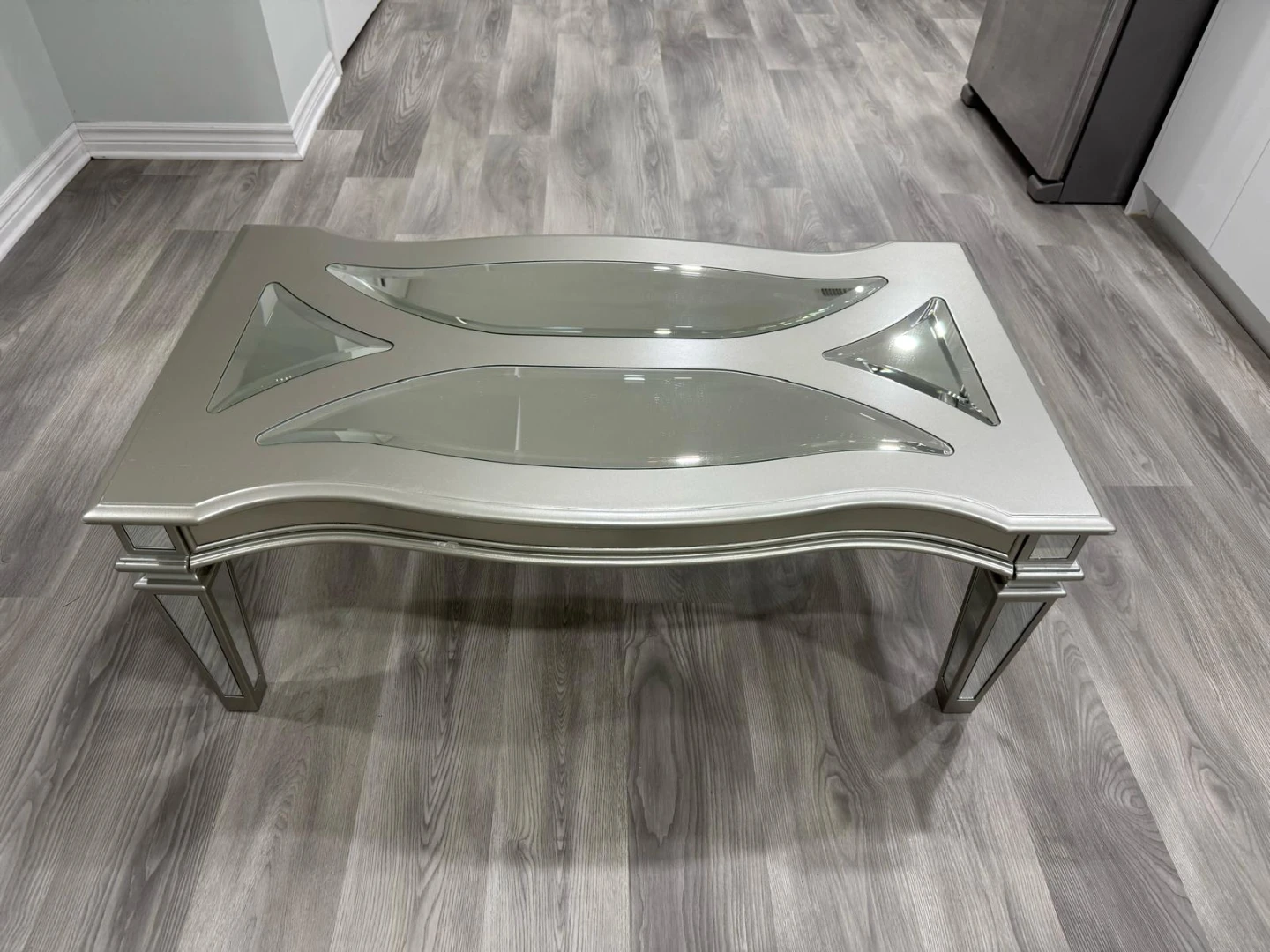 Mirrored Coffee Table with Silver Frame - photo 2