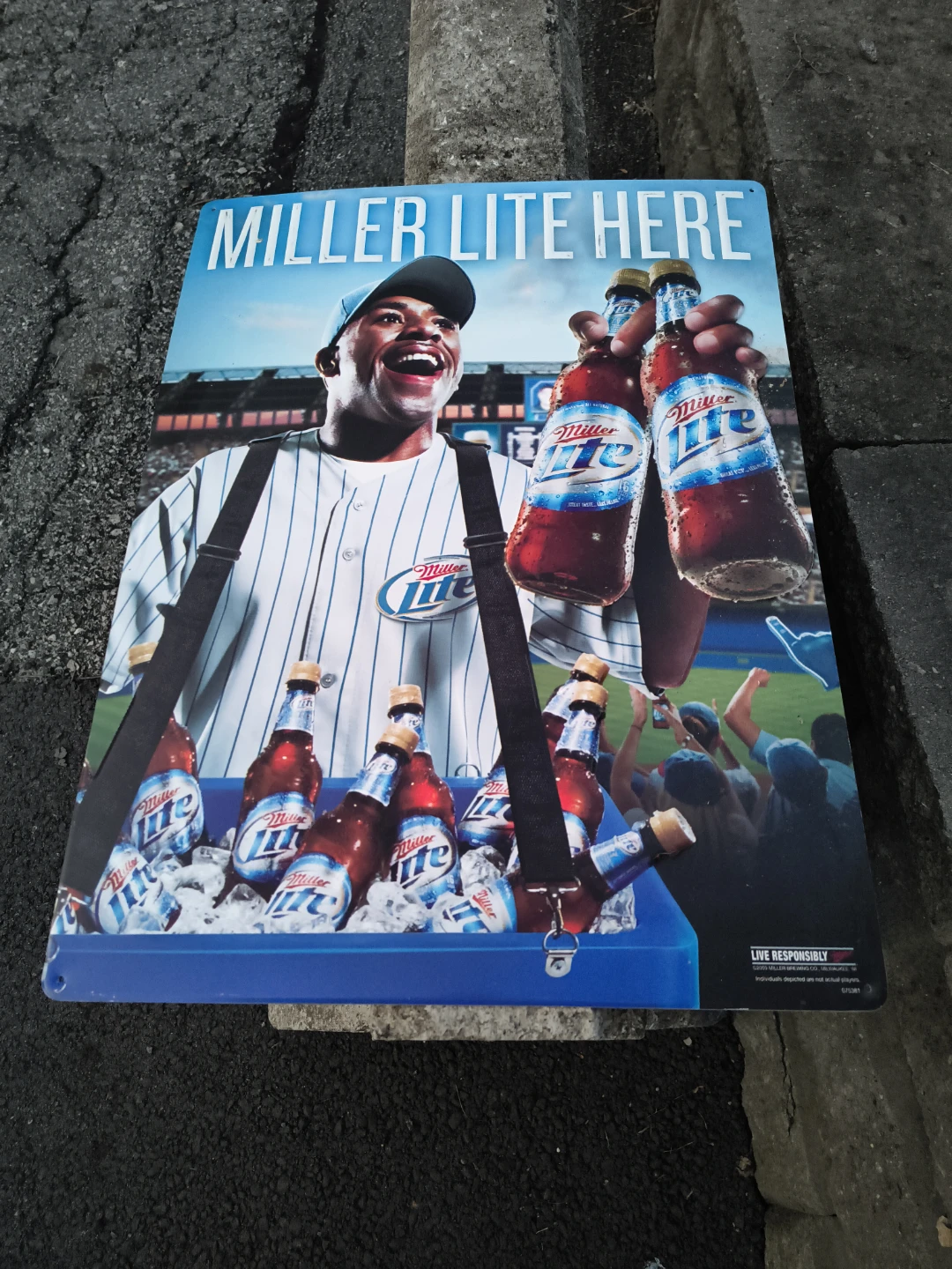 Miller lite baseball metal sign