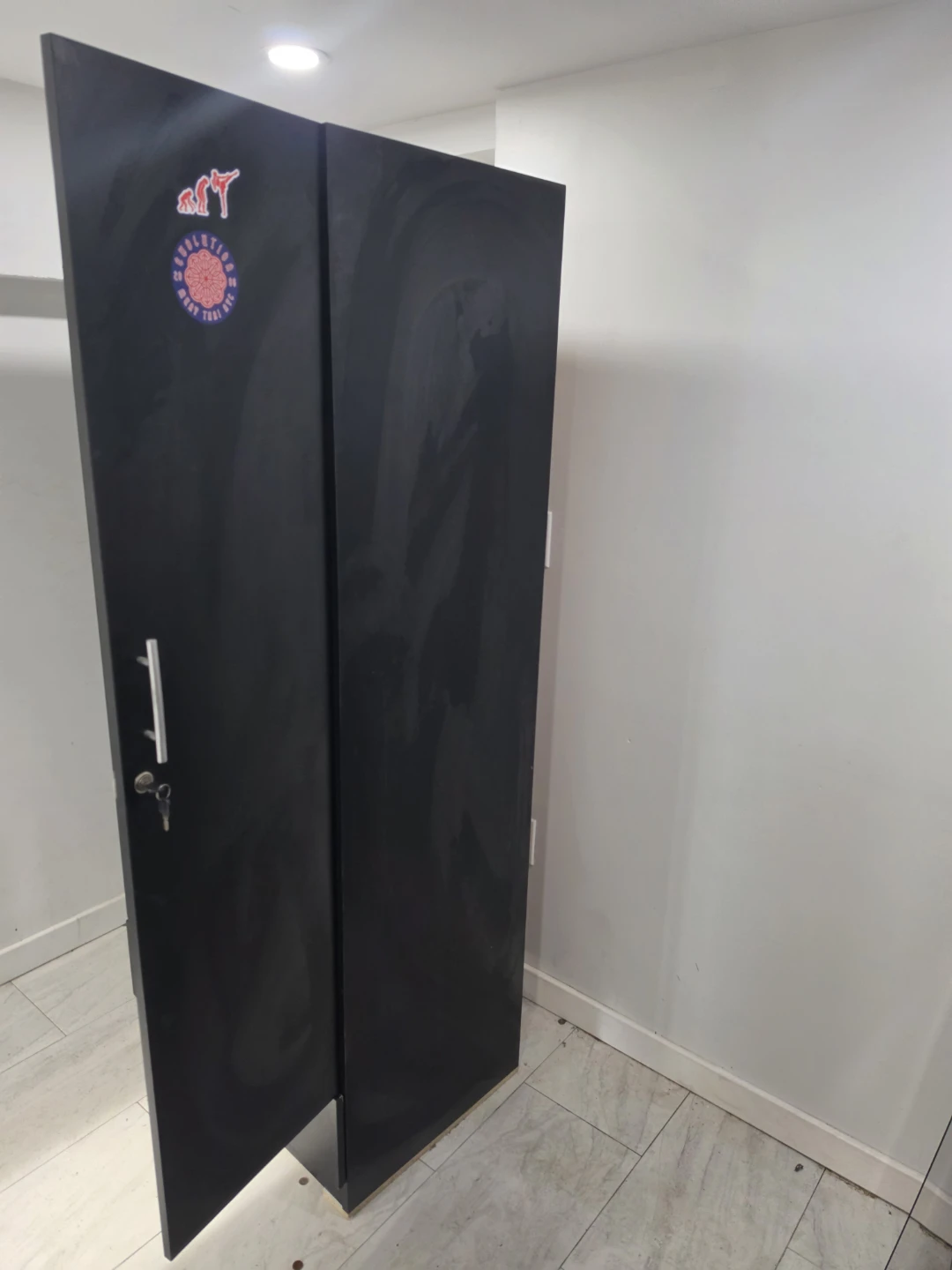 Black Wardrobe with Mirror and Drawer - photo 2