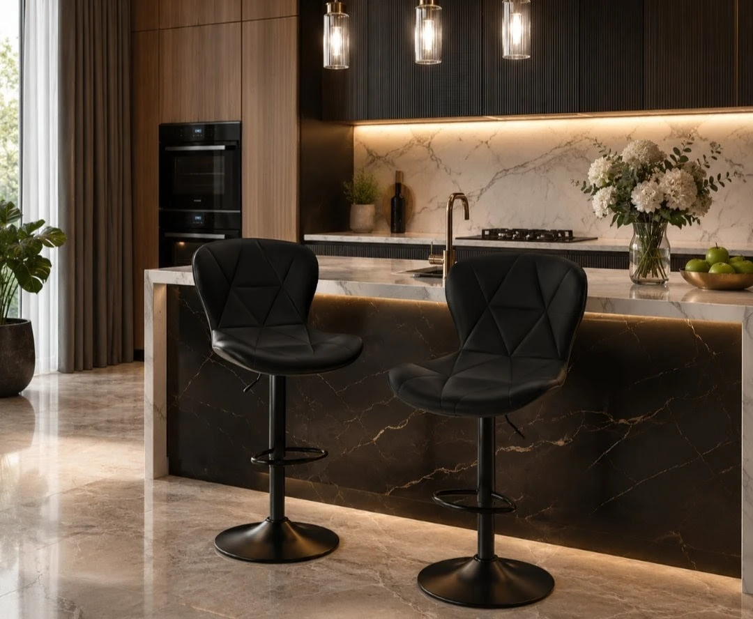 Black Adjustable Swivel Bar Stool - photo 3