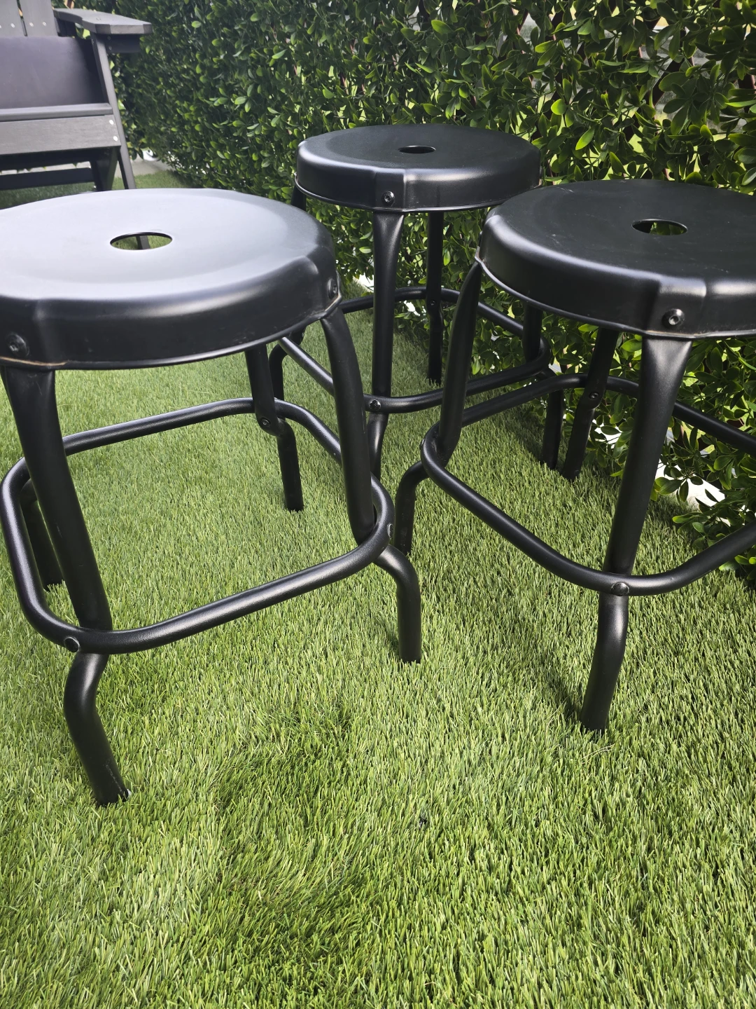 Black Metal Bar Stools (Set of 3) 18 INCH