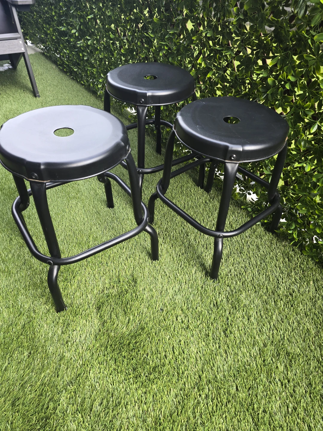 Black Metal Bar Stools (Set of 3) 18 INCH - photo 2