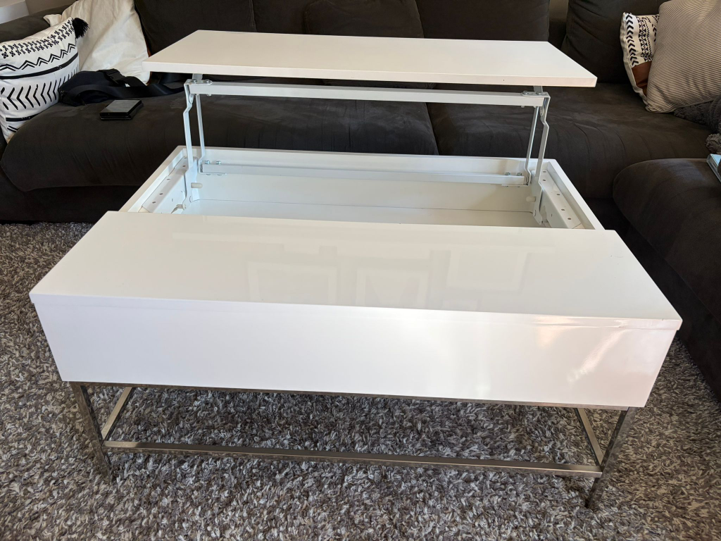 White Lift-Top Coffee Table - photo 4