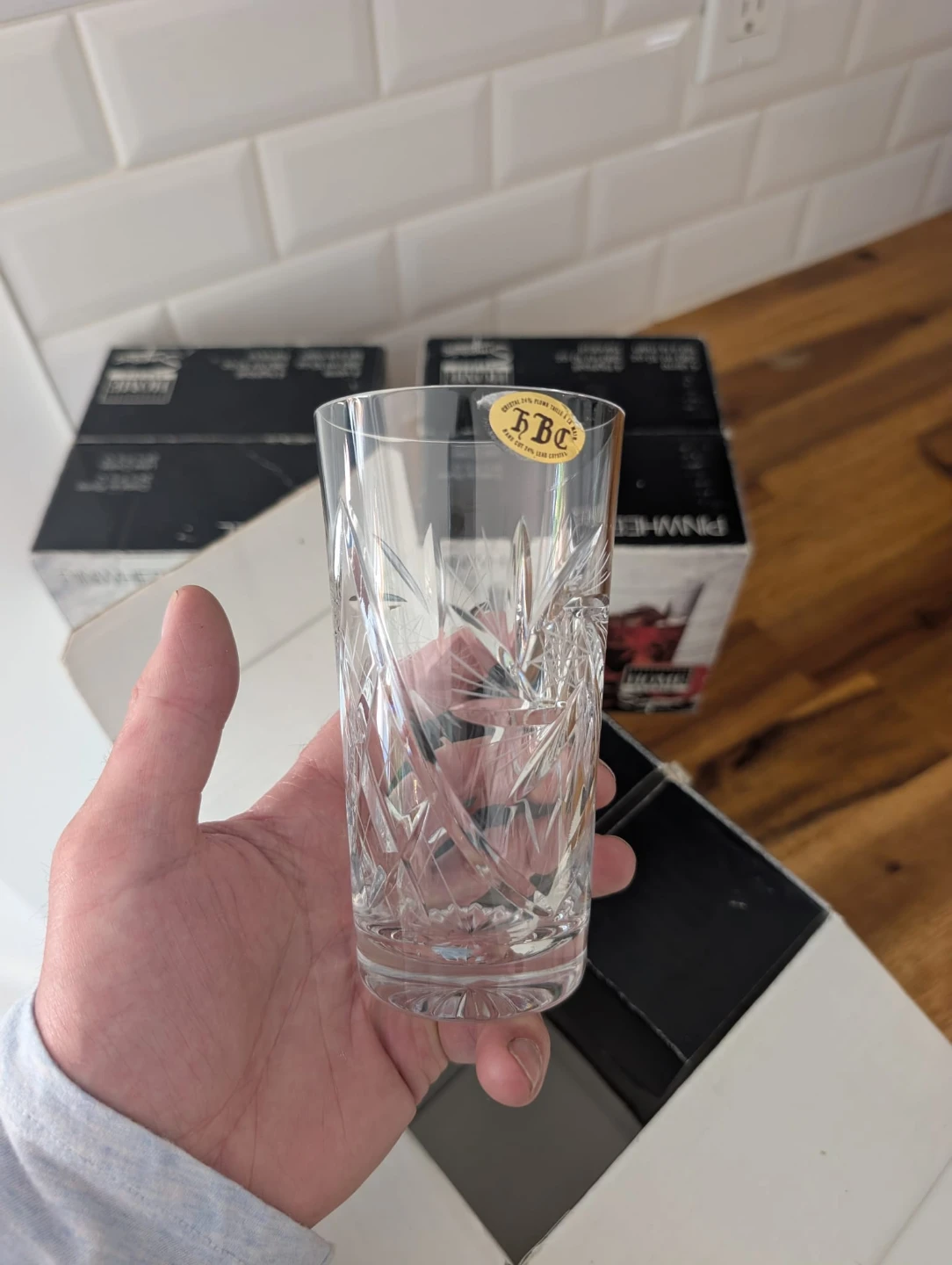 12 Pinwheel Crystal Highball Glasses (Set of 12)