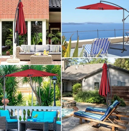 NEW Costway 10-ft Burgundy Garden Patio Umbrella Crank - photo 4