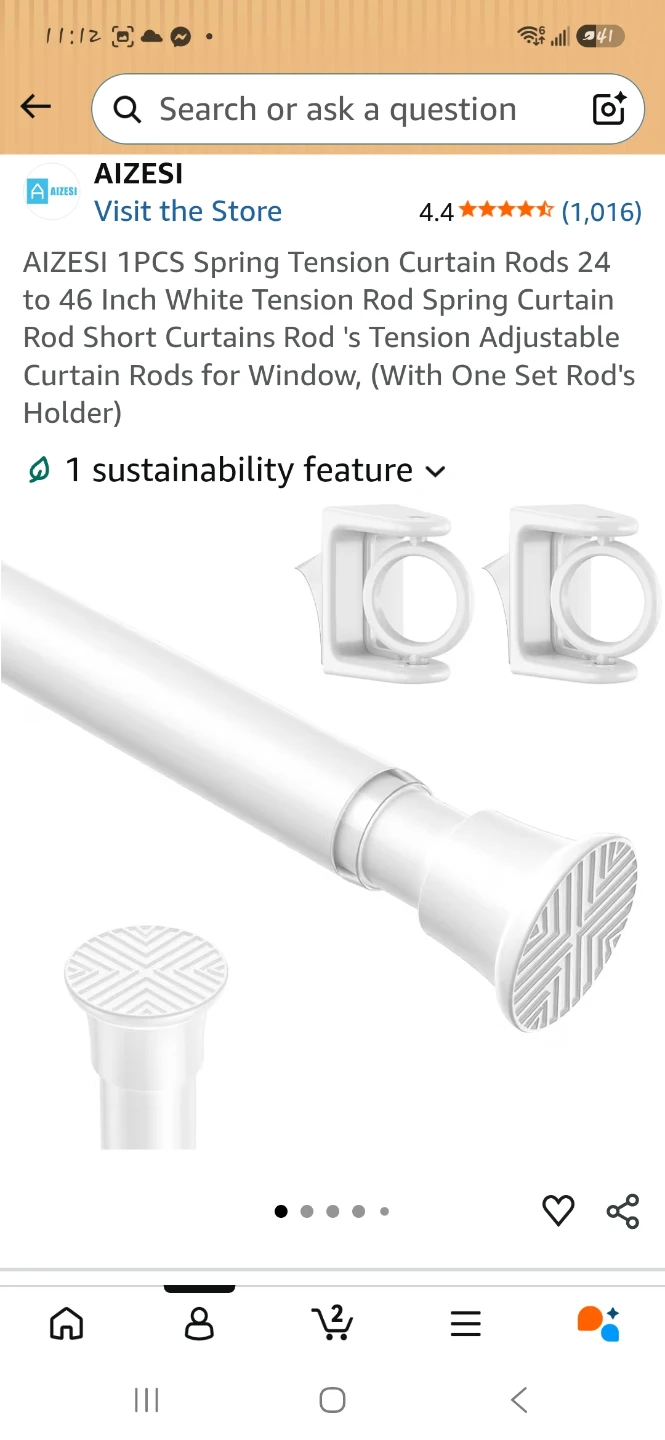 Spring Tension Curtain Rod - White