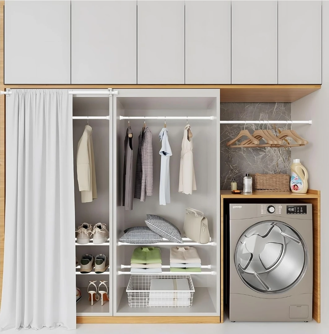 Spring Tension Curtain Rod - White - photo 2
