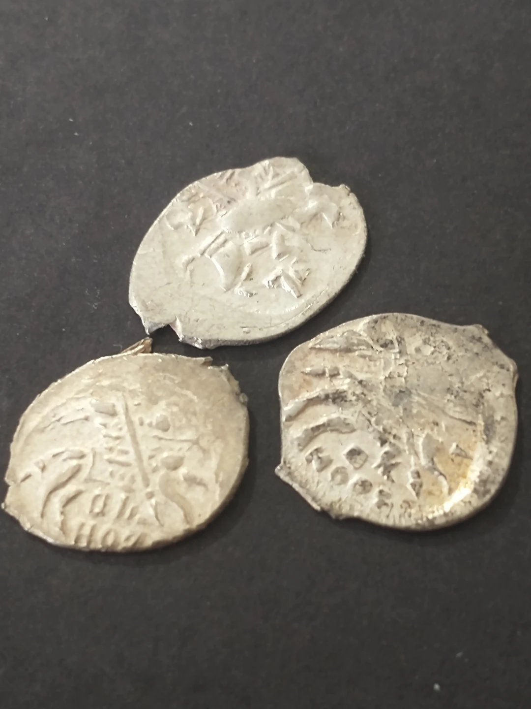 Amazing! Lot 1 - 3 Medieval Russian silver kopeks Wire Coins