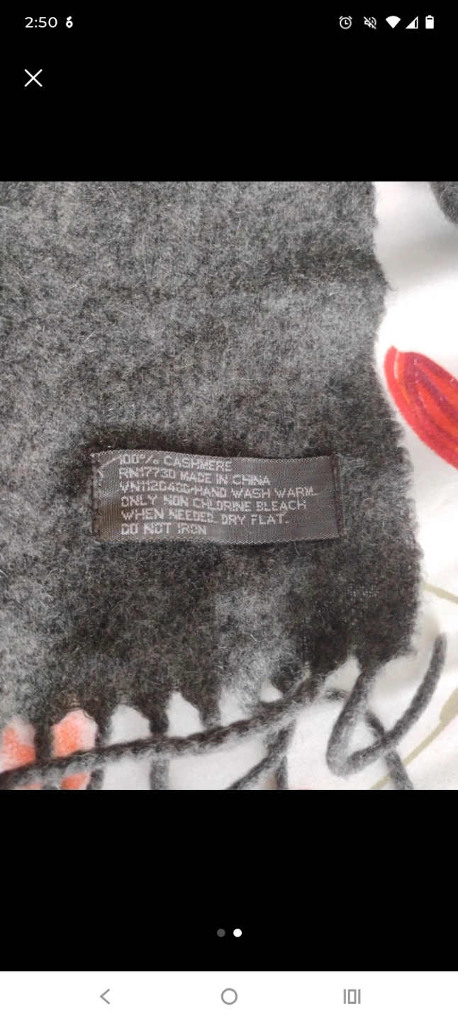Grey 100% Cashmere Scarf ⚽ - photo 2