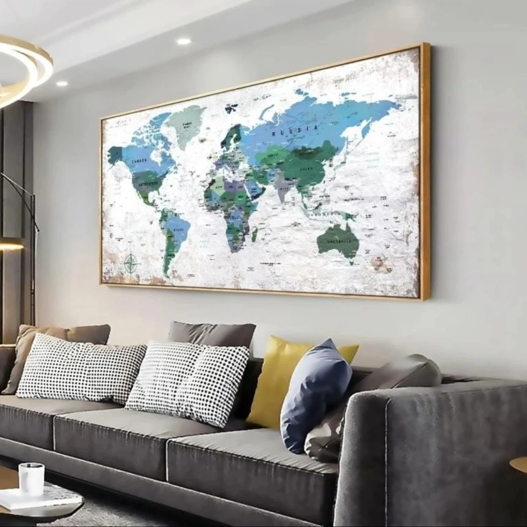 Framed World Map Wall Art