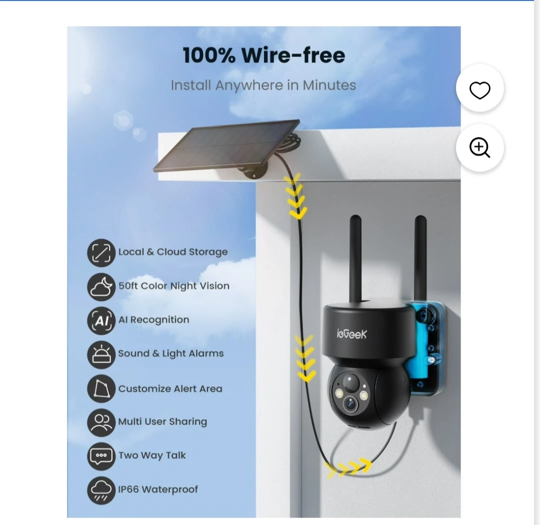 ioGeek Outdoor Security Camera with Solar Panel - photo 4