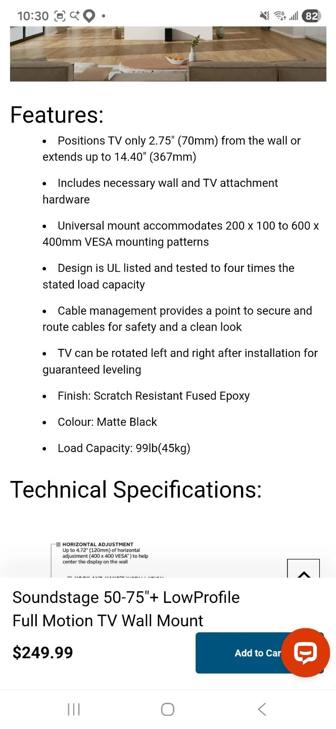 Soundstage 50"-75"+ LowProfile Full Motion TV Wall Mount - photo 4