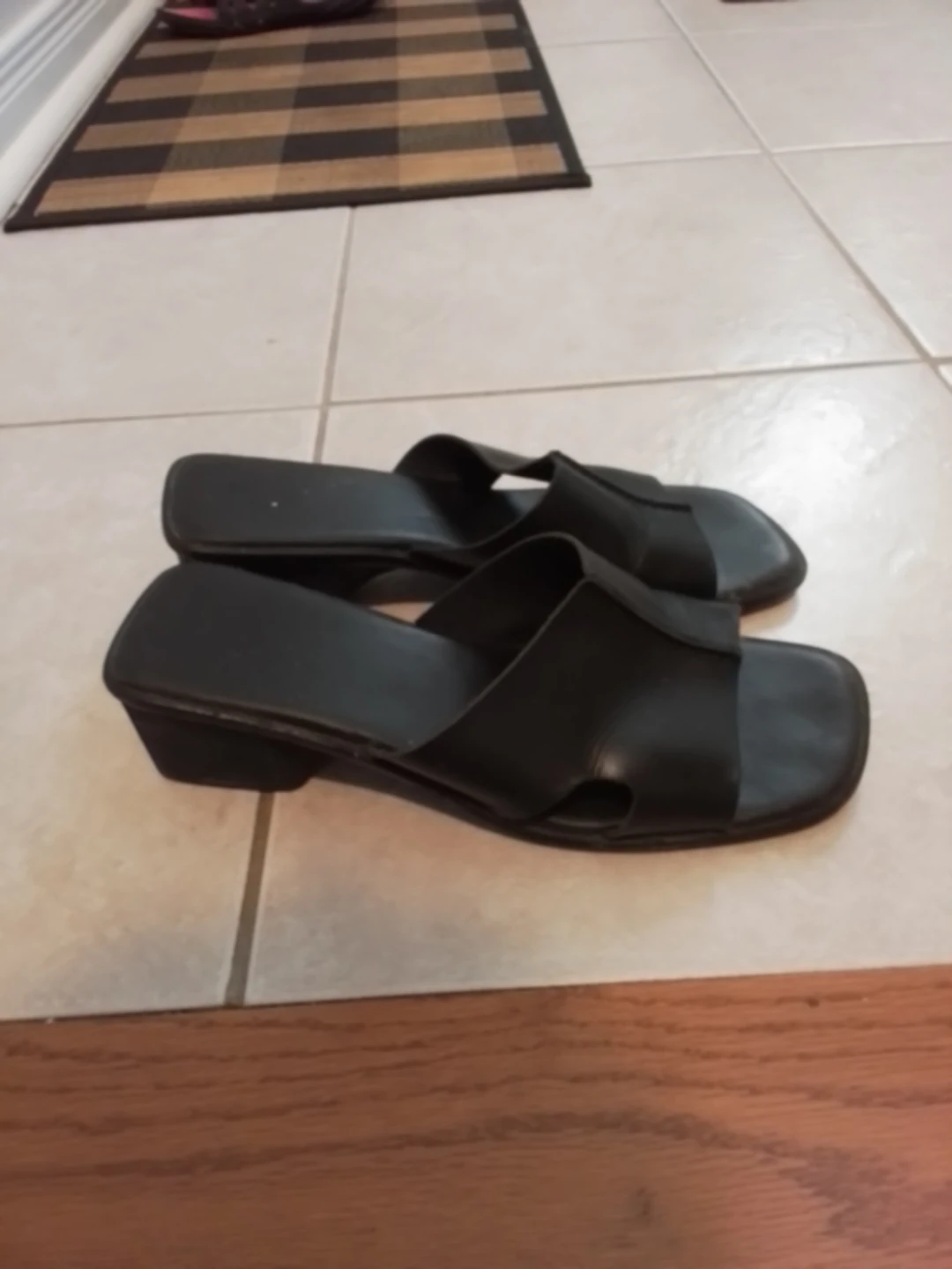 Leather Black Slide Sandals size 8