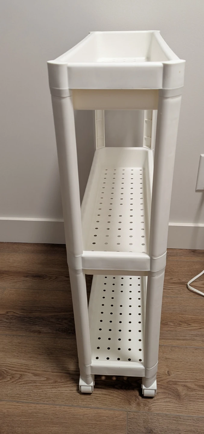 White 3-Tier Slim Rolling Shelf Unit