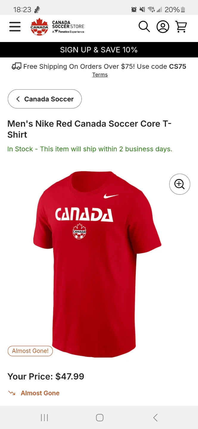 Nike Canada Soccer Red Core T-shirt, Tee (Brand New With Tag)