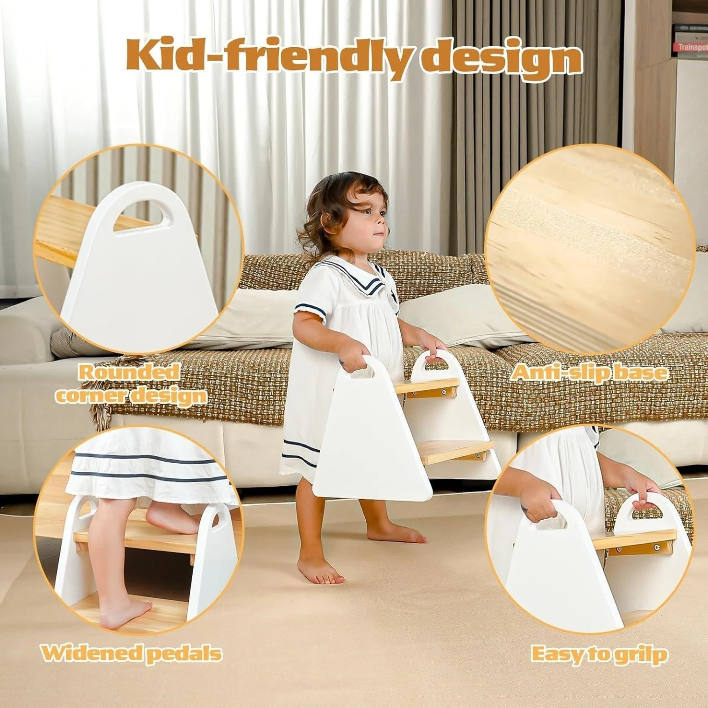 2-Step Wooden Step Stool for Kids - photo 4