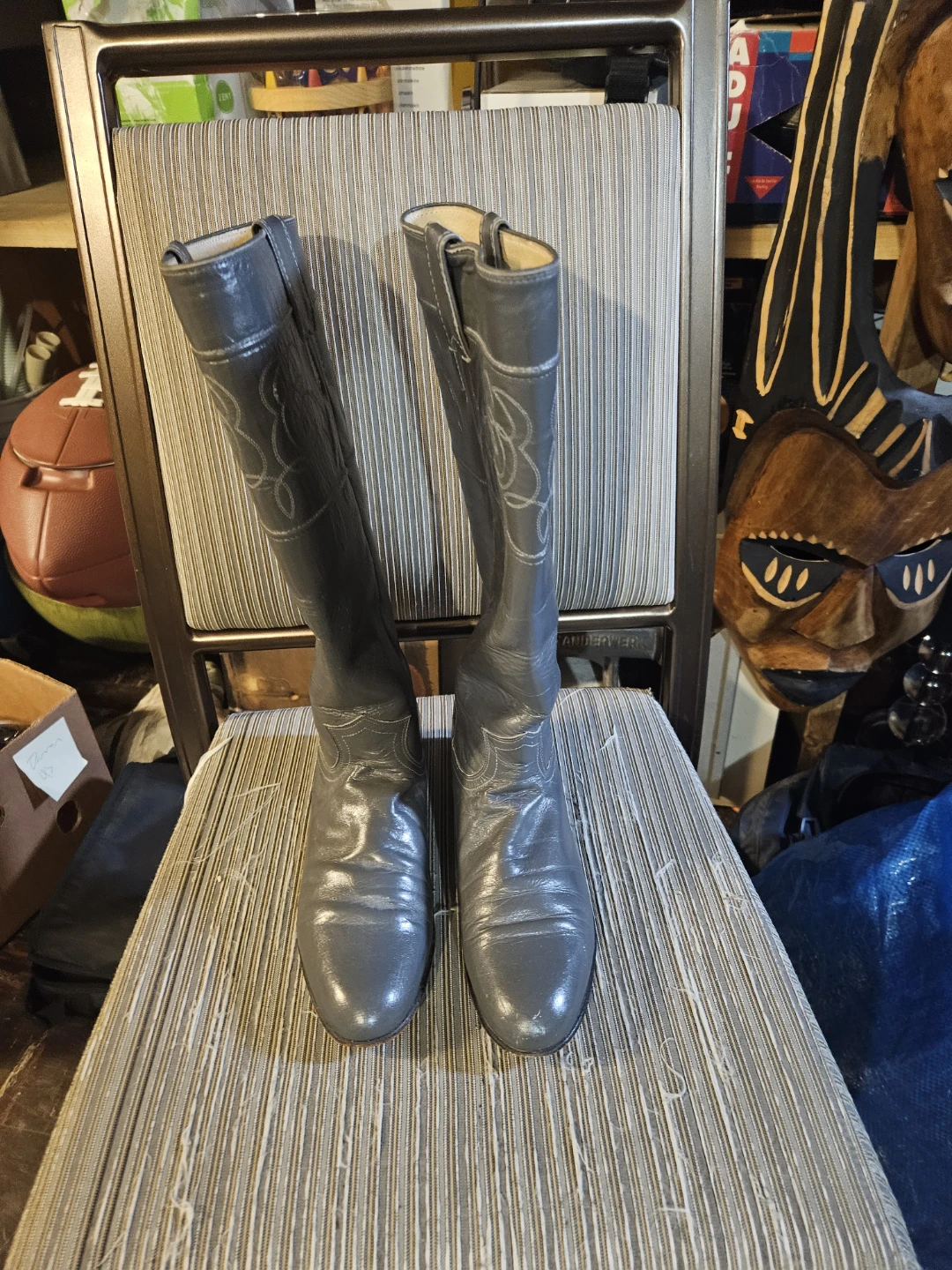 Justin Grey Leather Cowboy Boots - photo 2