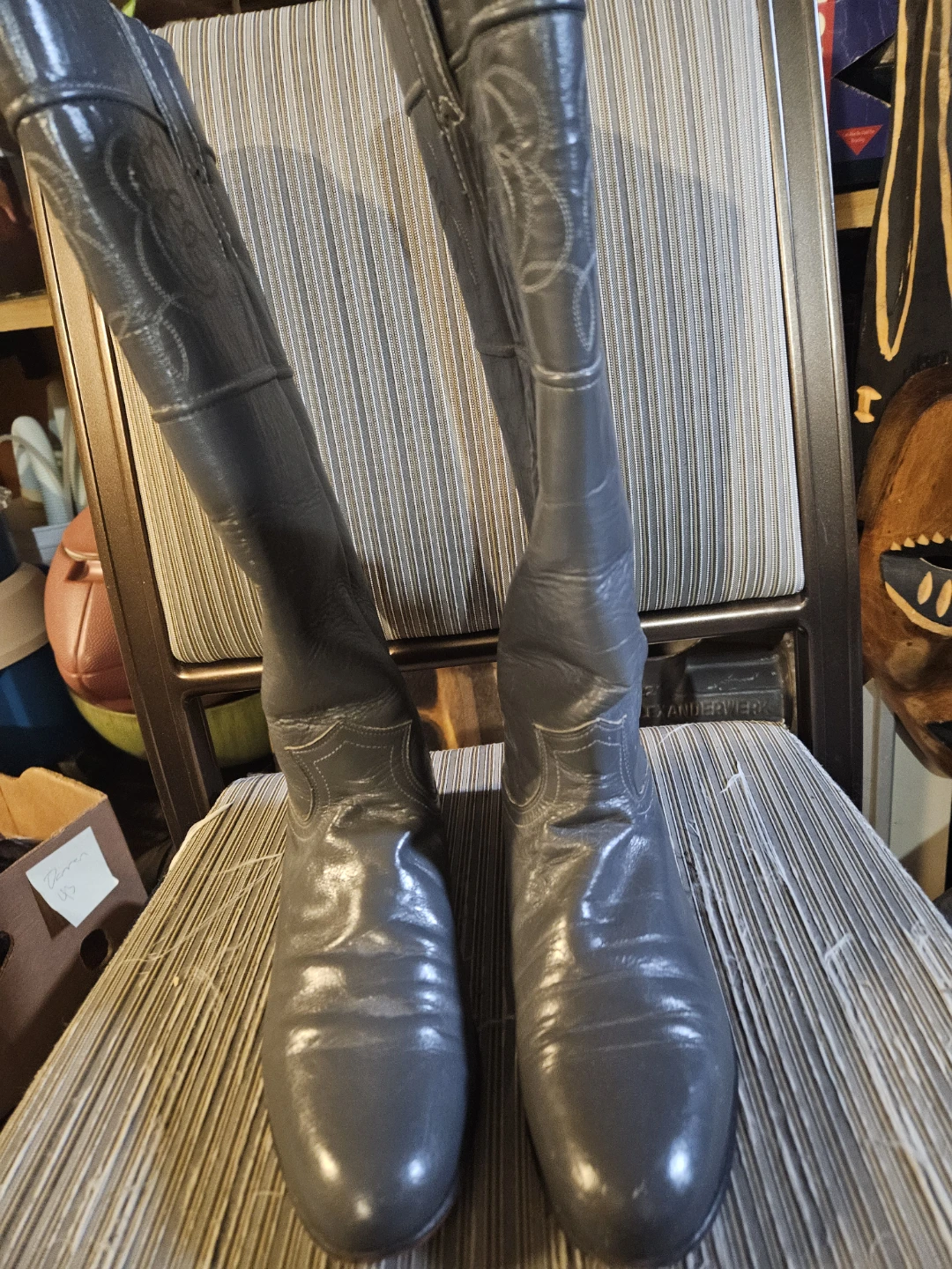 Justin Grey Leather Cowboy Boots - photo 3