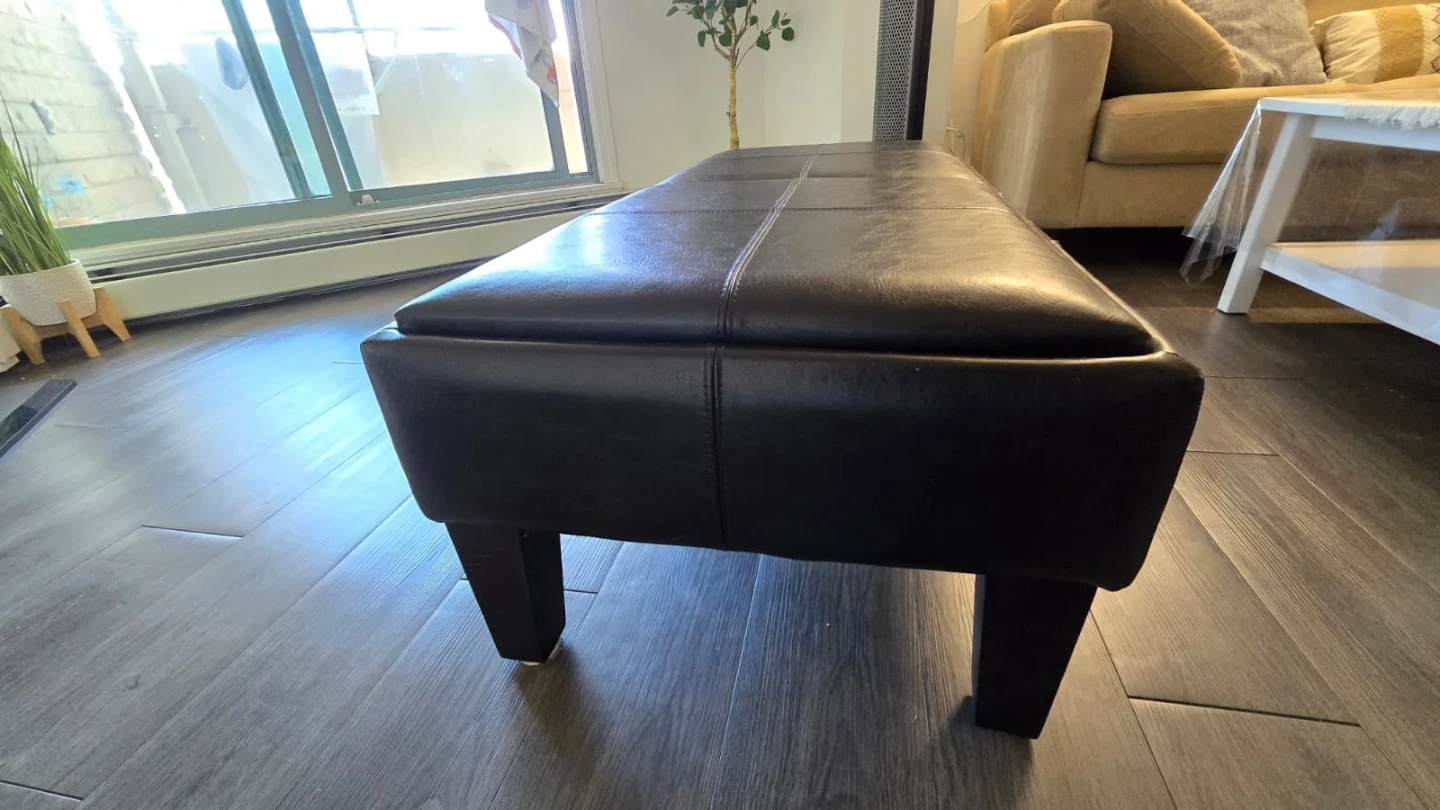 Dark Brown Faux Leather Storage Ottoman Bench/ coffee Table - photo 5