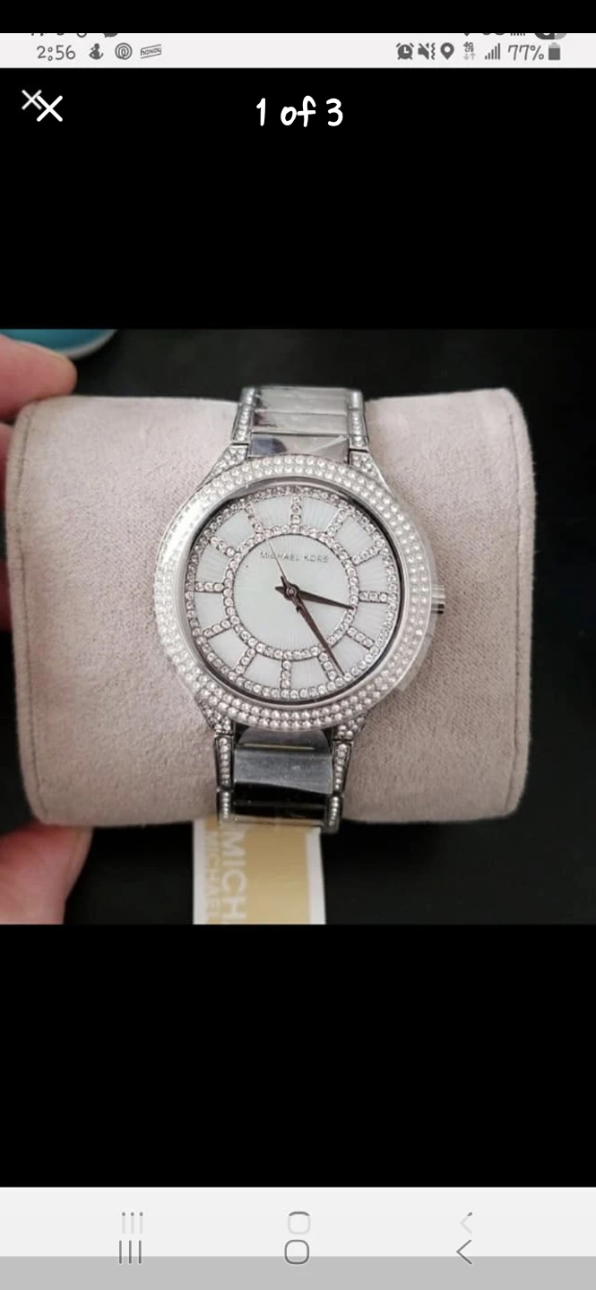 Michael Kors Silver Watch with Crystal Bezel