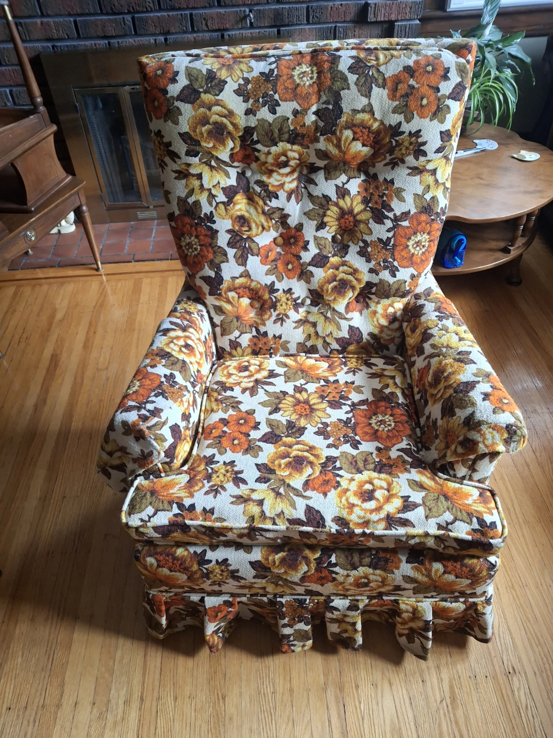 Vintage Rocking and Swivel  Floral Accent Chair