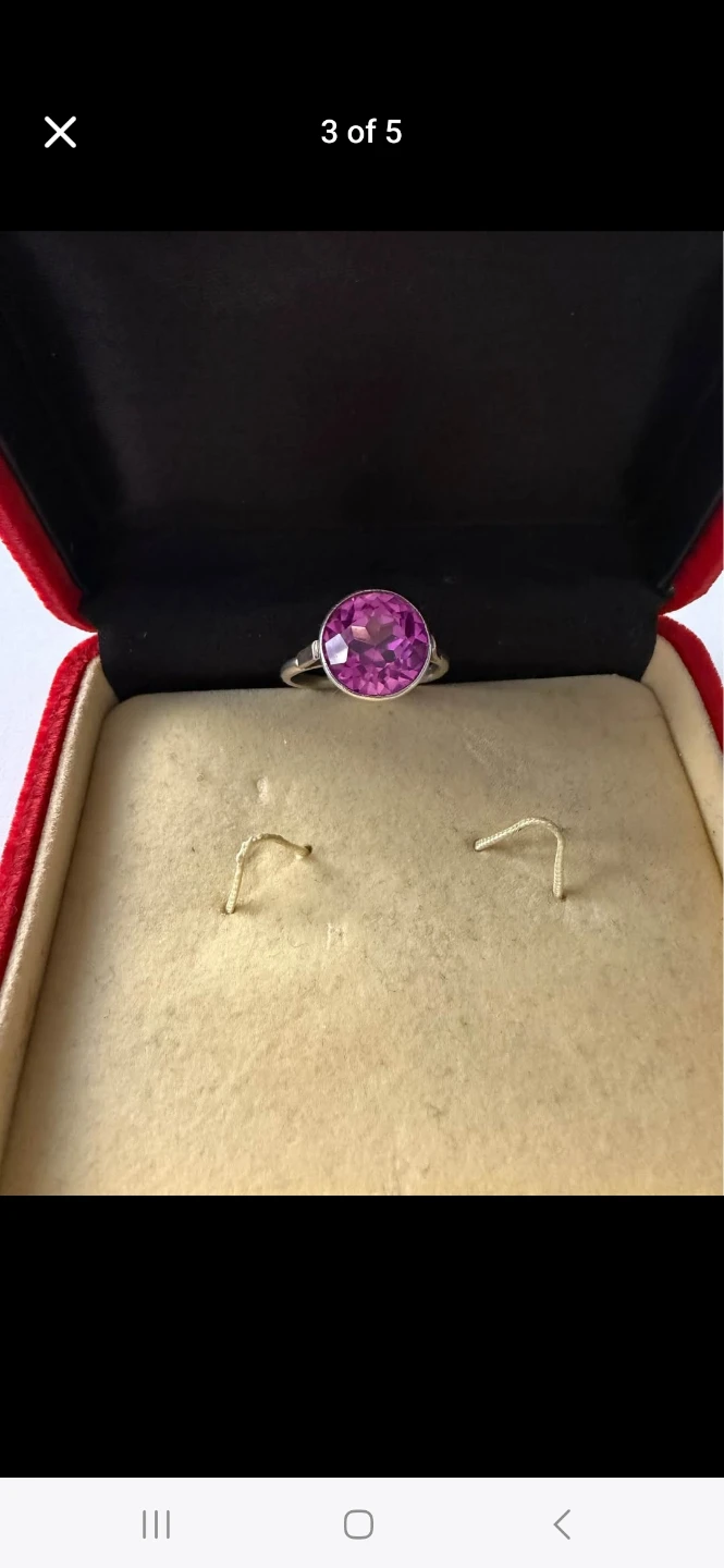 Vintage women's silver ring 875 pink synthetic corundum USSR - photo 2