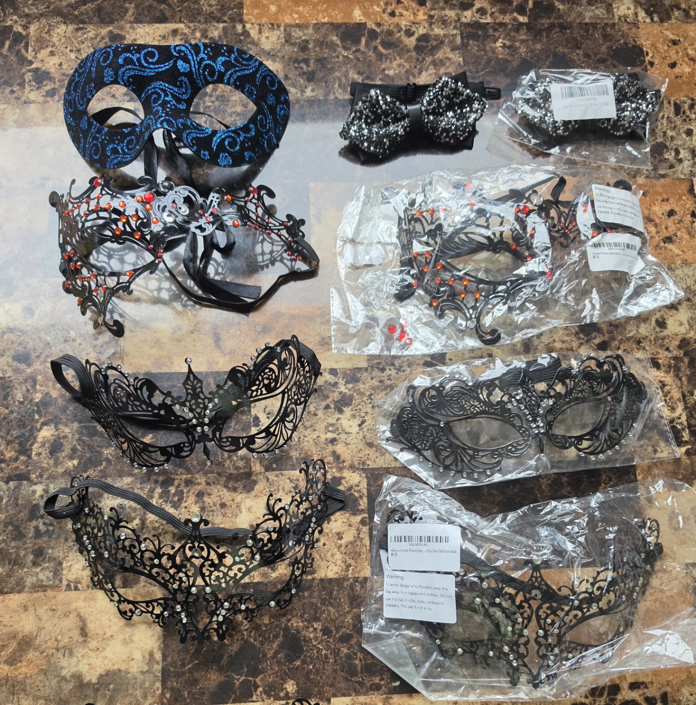New Masquerade Mask for Women, Men. Diamond Bow Tie