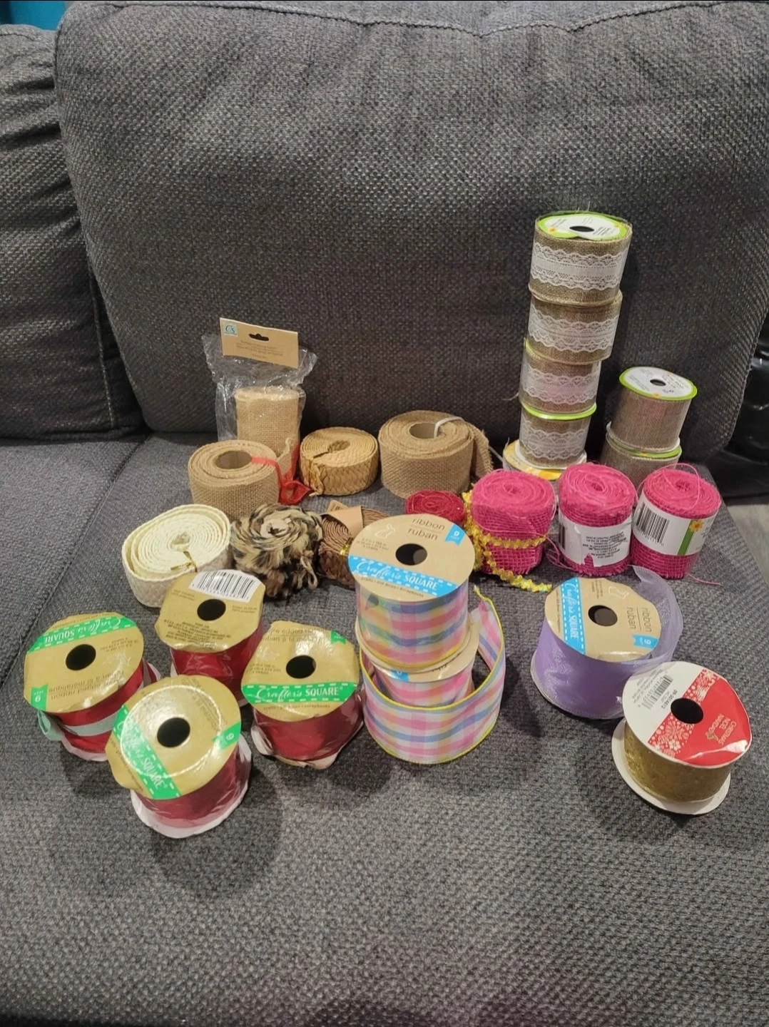 Burlap And Wired Ribbon (50 cents a Roll)