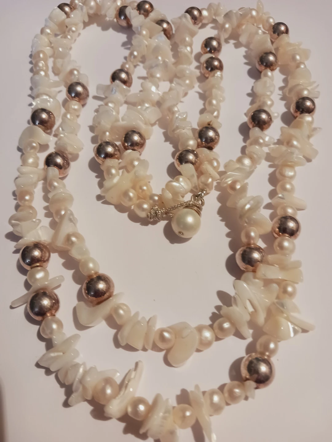 Genuine Freshwater Pearls, Mother of Pearl & Silver Necklace - photo 4