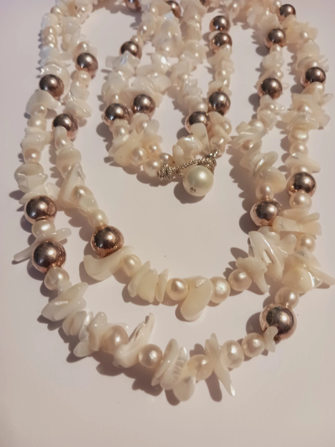 Genuine Freshwater Pearls, Mother of Pearl & Silver Necklace - photo 5