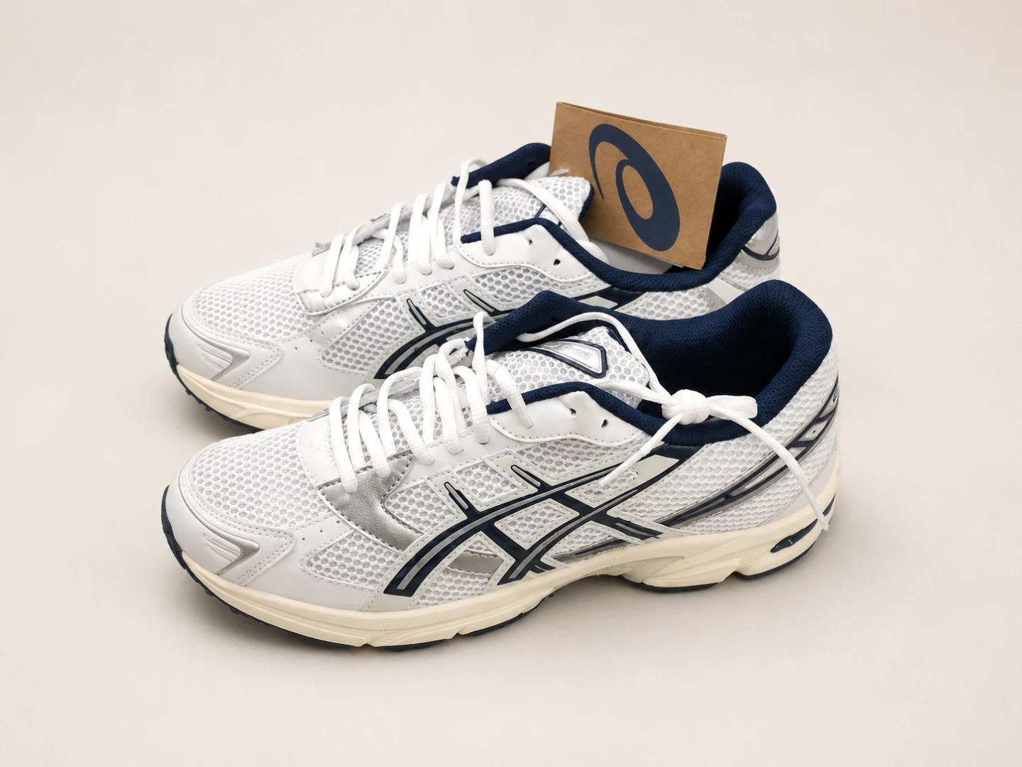 ASICS White/Navy Running Shoes - photo 2