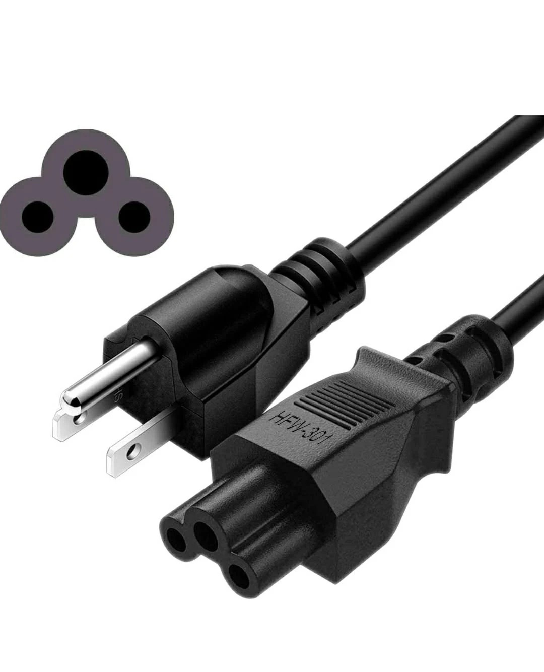 3 Prong AC Laptop Power Cord Cable