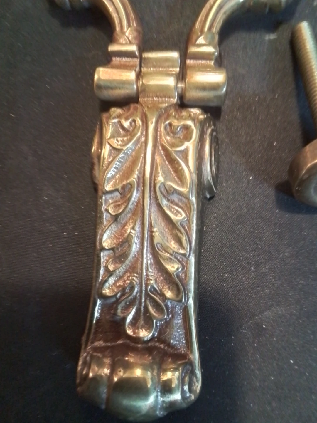 Ornate Antique Brass Neo-Classical Door Knocker & Knob - photo 2